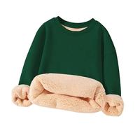 Flodxo Fleece Sweatshirt Kids Gilrs Boys Teddy Push Jumper Winter Coat Sherpa Lined Pullover Tunic Tops Sweater Outwear Warm Clothes Children Sweatshirt Without Hood 3-15 Years Army Green