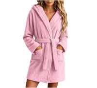 Flodxo Fluffy Dressing Gown for Women Hooded Teddy Fleece Flannel Bathrobe | Winter Warm Cosy Bath Robe,Oversized Lightweight Housecoat,Soft Plush Short Dressing Gowns,Loungewear Nightgowns