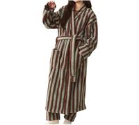 Flodxo Fluffy Dressing Gown Women Fleece Striped Towelling Bathrobe Long Sleeve Lightweight Plush Housecoat with Belt Elegant Bridesmaid Robe Nightwear Sleepwear Warm Cosy Bath Robe Coffee L