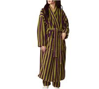 Flodxo Fluffy Dressing Gown Women Fleece Striped Towelling Bathrobe Long Sleeve Lightweight Plush Housecoat with Belt Elegant Bridesmaid Robe Nightwear Sleepwear Warm Cosy Bath Robe Purple L