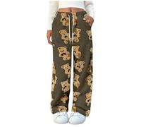 Flodxo Fluffy Pyjama Bottoms Women Cute Bear Pattern Fleece Lounge Pants Winter Plush Fluffy Pajama Trousers Comfy Soft Warm and Cosy Track Bottoms Sleepwear Plush Teddy Bear Trousers Beige M