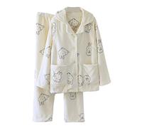 Flodxo Fluffy Pyjamas Sets for Women Thicken Soft Fuzzy Fleece Pajamas Winter Warm Lounge Wear Sets Long Sleeve Pyjama Tops and Fluffy Pyjama Bottoms Heart Graphic Pjs Set Nightwear Beige L