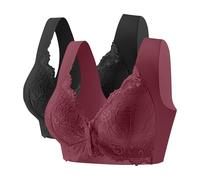 Flodxo Front Fastening Bras for Women UK Plus Size Non Wired Bras Comfort Wireless Push Up Tshirts Bra High Impact Front Closure Everday Bra for Elderly Full Cup Support Bralettes