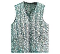 Flodxo Gilets for Women Winter Lightweight Puffer Jacket Sleeveless Floral Print Vest Casual Zip Up Waistcoat Plus Size Quilted Jackets Elegant Padded Coats Outerwear Thermal Vest Green 4XL