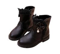 Flodxo Girls Boots Kids Ankle Boots Winter Warm Princess Shoes Waterproof Outdoor School Shoes,Children's High Top Snow Booties,Comfort Anti-Slip Casual Footwear,Black,Size 10