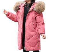 Flodxo Girls Winter Coats with Hood Kids Warm Parka Puffer Jackets Toddler Windproof Quilted Down Long-Lenght Padded Coats Zip Up Outwear Thermal School Overcoats for Age 6-16Years Pink