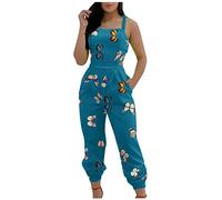 Flodxo Harem Jumpsuit for Women Stock Overalls Suspenders Vintage Pritn Casual Summer Jumpsuit Ladies Dungarees Loose Baggy Romper Overalls Cargo Long Playsuit Trousers Pants Blue XXL
