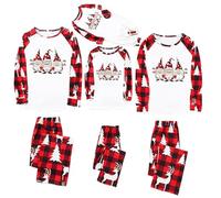 Flodxo His and Hers Christmas Pyjamas Christmas Matching Family Pajamas Set UK Trendy Long Sleeve Crewneck Tops and Pant Xmas Family Pjs Suit Funny Plaid Xmas Tree Elk Print Pajamas Set Red M