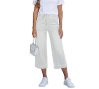 Flodxo Jeans for Women Straight Leg Cropped Trousers High Waisted Plus Size Capri Pants Wide Leg Denim Trousers Casual Y2K Loose Baggy Jeans Work Y2K Streetwear Three Quarter Pants