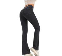 Flodxo Jeans for Women UK High Waist Tummy Control Denim Pants Ladies Skinny Jeggings Strectchy Slim Fit Flared Jeans Trendy Comfy Loungewear Bootcut Demin Trousers for Outdoor Dark Grey S