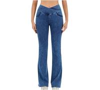 Flodxo Jeans for Women UK High Waist Tummy Control Denim Pants Ladies Skinny Jeggings Strectchy Slim Fit Flared Jeans Trendy Comfy Loungewear Bootcut Demin Trousers for Outdoor Sky Blue XL