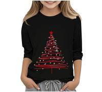 Flodxo Kids Christmas Tops Boys Girls Light Up Xmas Jumper Funny 3/4 Sleeve Top Novelty Graphic Casual Loose Pullover Crewneck Xmas Printed Blouses & Shirts Red 5-6Y