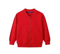 Flodxo Kids Sweatshirts Girls Boys Zip Up Jackets Round Collar Full Zip Cardigans Casual Baseball Sport Sweatshirts Outerwear School Jumper Thin Cotton Coats for Teens Ages 1-10Y Red