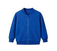 Flodxo Kids Sweatshirts Girls Boys Zip Up Jackets Round Collar Full Zip Cardigans Casual Baseball Sport Sweatshirts Outerwear School Jumper Thin Cotton Coats for Teens Ages 1-10Y Blue