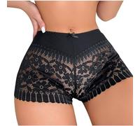 Flodxo Ladies Boxer Shorts Underwear Sexy Lace Panties Short Pants Lingerie Large Stretch Women's Knickers Underwear Seamless Thongs Breathable Strapcross Ladies Underwear Black L