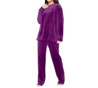 Flodxo Ladies Fleece Pyjamas Winter Fluffy Pajamas Sets Warm Cosy Lounge Wear Sets Women Fuzzy Plush Co Ord Set Plus Size Pyjamas Set Long Sleeve Blouses and Bottoms Sleepwear Pjs Suit Purple 5XL