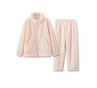 Flodxo Ladies Fluffy Pyjamas Set Warm Fleece Fluffy Pyjamas for Women Winter Lounge Wear Sets Zip Up Sweatshirts and Fluffy Pyjama Bottoms Cosy Soft Nightwear Sleepwear Pjs Set Pink XL