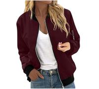 Flodxo Ladies Rain Jackets Waterproof Lightweight Packable Bomber Jacket Zip Up Baseball Lightweight Flight Jackets Ladies Casual Coat Shirts with Pockets Zipper Quick Dry Raincoat Wine XL