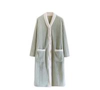 Flodxo Ladies Robes Fluffy Warm Dressing Gown Fleece Terry Towelling Bathrobe Winter Warm and Cosy Housecoats Luxury Loungewear Sleepwear Nightgowns with Pockets Button Up Bath Robe Green XL