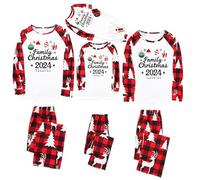 Flodxo Matching Christmas Pyjamas Couples Family Matching Christmas Pajamas Letter Print Xmas Pjs Set Long Sleeve Blouse Tops Red Plaid Print Casual Trousers Sleepwear Pyjama Set Red 3 Years