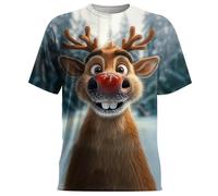 Flodxo Men Christmas T Shirt Funny Reindeer Xmas Tops Novelty Graphic Short Sleeve Shirts Plus Size Crewneck Casual Pullover Festival Holiday Party Christmas Jumper Blouse Multicolor XXL