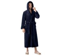 Flodxo Men's Dressing Gown Fleece Fluffy Kimono Bathrobe-Flannel,Warm,Cosy,Soft,Lightweight,Hotel,Spa,Housecoat,Terry Toweling,Winter Plush Hooded Robe,Navy,M