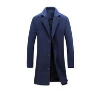 Flodxo Men's Jackets Smart Casual Trench Coats Single Breasted Wool Coat Long Sleeve Warm Padded Overcoat Lapel Collar Slim Fit Long Jacket Regular Fit Pea Coat Work Long Cardigans Navy 5XL