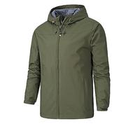 Flodxo Mens Lightweight Waterproof Jacket Running Outdoor Windproof Raincoat Plus Size Full Zip Coat Packaway Hooded Rain Coat Camping Hiking Cycling Running Shell Jackets with Hood Army Green 5XL