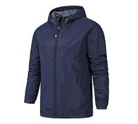 Flodxo Mens Lightweight Waterproof Jacket Running Outdoor Windproof Raincoat Plus Size Full Zip Coat Packaway Hooded Rain Coat Camping Hiking Cycling Running Shell Jackets with Hood Dark Blue 5XL