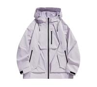 Flodxo Mens Rain Jacket Waterproof Lightweight Outdoor Raincoat Plus Size Hiking Walking Shell Jackets with Hood Long Sleeve Zip Up Rain Coat Breathable Windproof Running Jacket Grey 6XL