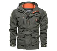 Flodxo Mens Waterproof Rain Jacket Lightweight Breathable Windproof Raincoat Outdoor Cargo Hiking Softshell Jacket with Hood Plus Size Zip Up Coat with Pocket for Sports Travel Army Green M