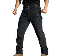 Flodxo Mens Work Trousers Cargo Waterproof Scruffs Workwear Trousers Plus Size Fleece Lined Walking Combat Pants Slim Fit Hiking Softshell Outdoor Joggers Windproof Rain Overtrousers Black XL