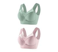 Flodxo Minimiser Bras for Women UK Super Comfort Bra Plus Size Yoga Bralette Anti-Sagging Wireless Push-Up Bra Wide Strap Sleep Comfortable Full Coverage Shaping Sports Bras Pink 3XL