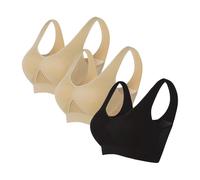 Flodxo Padded Sports Bras Women Medium Impact Plus Size for Large Breasts Push Up Seamless Breathable for Yoga Running Crop Top Black L