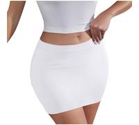 Flodxo Pencil Skirt for Women Short Tight Stretchy Mini Dress Elasticated Waist Sexy Y2K Bodycon Dresses Vintage Solid Going Out Party Grown Trendy Slim Fit Outfits for Clubwear White S