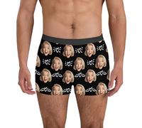 Flodxo Personalised Boxer for Men Underwear,Custom Face Boxer Briefs,Personalised Face Boxers with Photo Black L