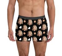 Flodxo Personalised Boxers for Men with Face Photo Funny Plus Size Custom Boxer Shorts Customised Boyfriend Underwear Novelty Design Your Own Underpants for Valentine's Day Birthday