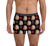 Flodxo Personalised Boxers for Men with Face Photo Funny Plus Size Custom Boxer Shorts Customised Boyfriend Underwear Novelty Design Your Own Underpants for Valentine's Day Birthday