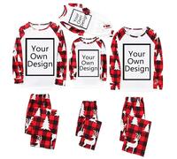 Flodxo Personalised Family Christmas Pyjamas Customised Matching Christmas Pajamas Custom Pyjamas Set with Any Text Photo Long-Lasting Printing Create Your Own Custom Pjs Sets Red XL