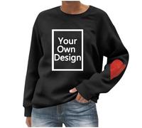 Flodxo Personalised Sweatshirt Men Women Custom T Shirt Crewneck Long Sleeve Ladise Jumper Create Your Own Winter Warm Pullover Design Your Own Tops Any Text Photo Image Picture Black M