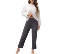 Flodxo Pyjama Sets for Women UK Fluffy Fleece Pajama Winter Warm Co Ord Sets Long Sleeve Pyjama Tops and Lounge Bottoms Nightwear Sleepwear Homewear Pjs Set Soft Cozy 2 Piece Outfit White S
