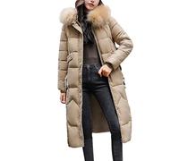 Flodxo Quilted Jacket Womens Winter Long Padded Coats Plus Size Thicken Puffer Jackets Warm Lightweight Outerwear Overcoat Full Length Maxi Down Jacket Ladies Longline Parka Coats Khaki M