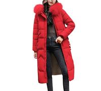 Flodxo Quilted Jacket Womens Winter Long Padded Coats Plus Size Thicken Puffer Jackets Warm Lightweight Outerwear Overcoat Full Length Maxi Down Jacket Ladies Longline Parka Coats Red XL