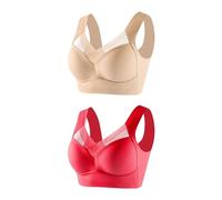 Flodxo Seamless Bra Bras for Women Wireless Push Up Comfort Bra Breathable Deep Cup Bra Ergonomic Posture Bras for Women Womens Front Closure Bras Multi Way Bras for Women UK Red 4XL