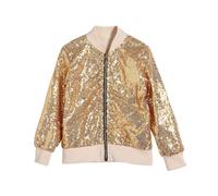 Flodxo Sequin Jackets Kids Girls Boys Bomber Jackets-Full Zip,Sparkly,Glitter,Long Sleeve,Outerwear,Casual,Cotton,Party,Club,Wedding,Dance, Zip Up Coat,Yellow,2-3Y