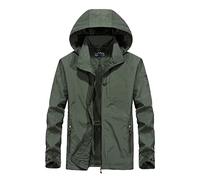 Flodxo Softshell Jackets Mens Waterproof Lightwieght Breathable Raincoat Plus Size Outdoor Hiking Rain Jackets Windbreaker Quick Dry Packable Rain Coat with Hood for Cycling Camping Army Green 6XL