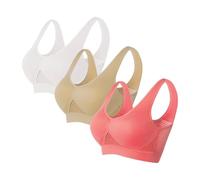 Flodxo Sports Bras Women 3 Pack Set Plus Size for Large Breasts Non Wired Inserts Washable Padded Push Up Multipack Vest Crop Top for Yoga Running Jogging Gym Multicolor S