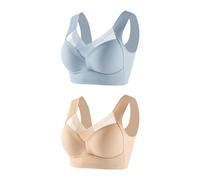 Flodxo Sports Bras Women High Impact Push Up Gym Bra 2 Pcs Ladies Non Wired Comfort Seamless Bralettes Padded Full Coverage Crop Tops Full Support Breathable Soft Everyday Sleep Bra Beige 6XL