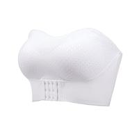 Flodxo Strapless Push Up Bra for Large Breasts Front Fastening Bras for Women UK Non Wired High Impact Push Up Bralettes Summer Plus Size Bandeau Tops White 6XL