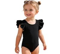 Flodxo Toddler One Piece Swimsuit Girl Summer Beach Swimming Costume Ruffle Sleeveless Holiday Bathing Suit Casual Solid Bikinis Swimsuits Backless Bowknot Sunscreen Swimwear Black 18-24M